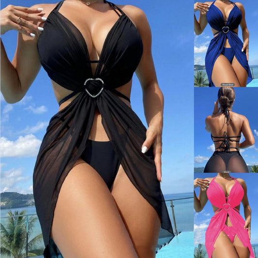 Maillot de bain 3 pièces à col licou