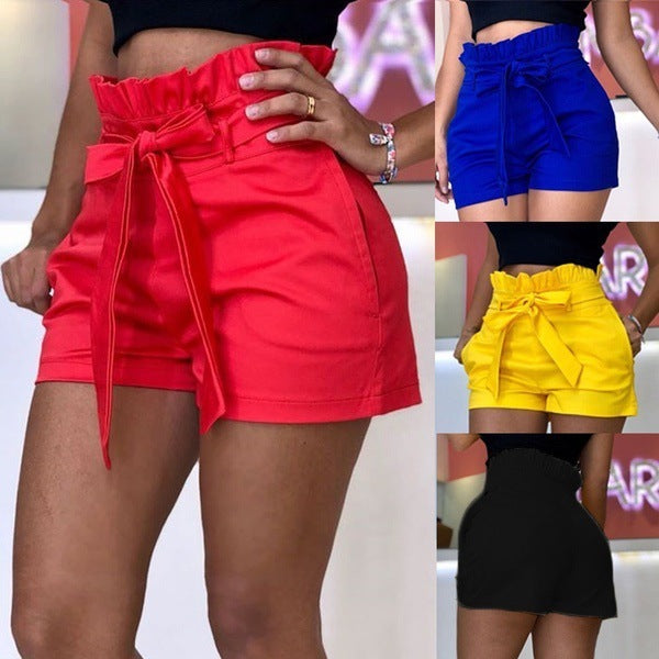 Short décontracté à jambes larges avec poches et lacets